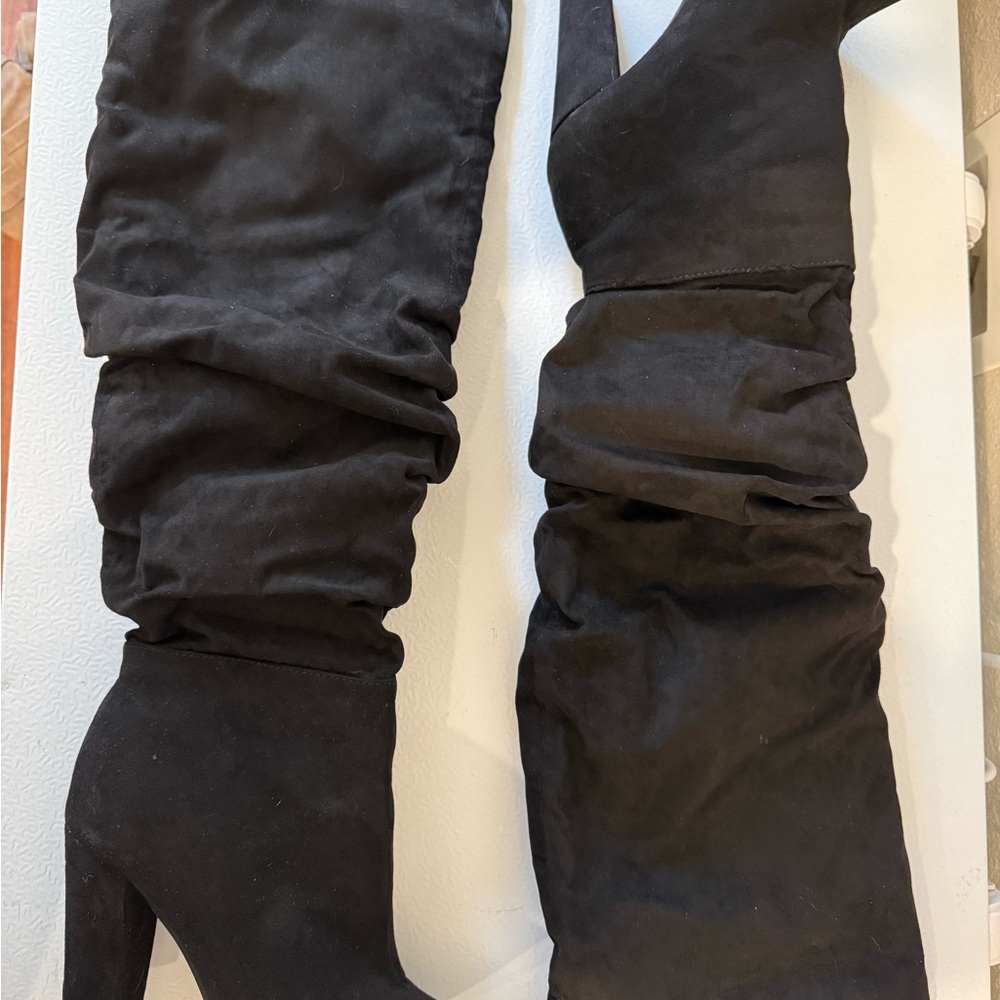 JustFab Black Over the Knee Boots